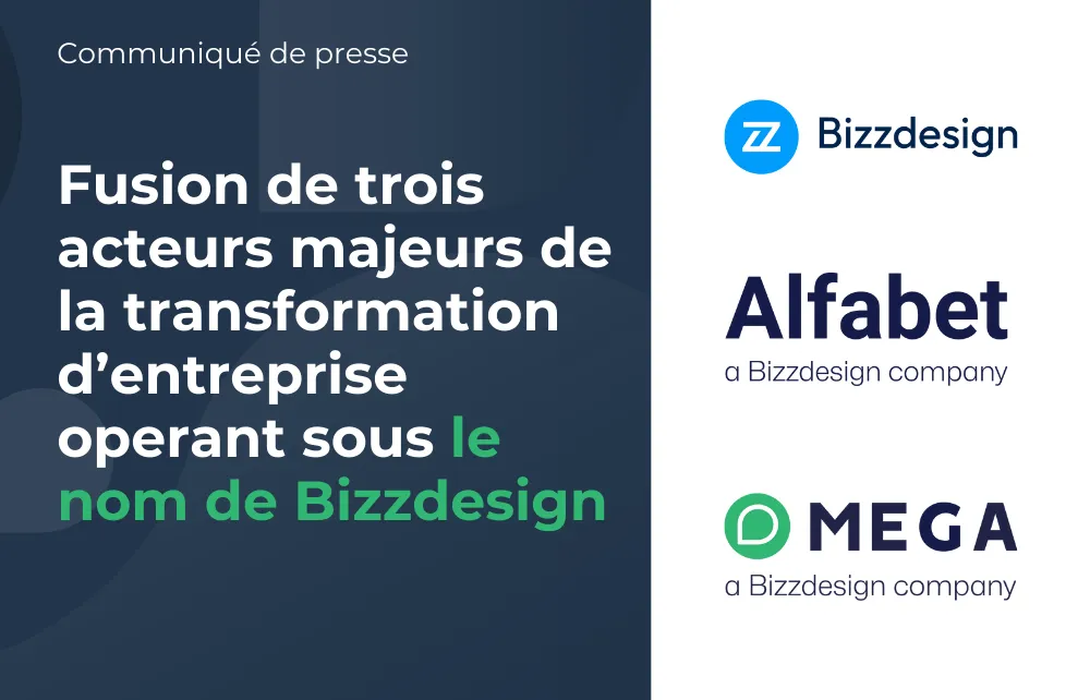 Texte : Fusion de trois acteurs de la transformation d'entreprise avec trois logos