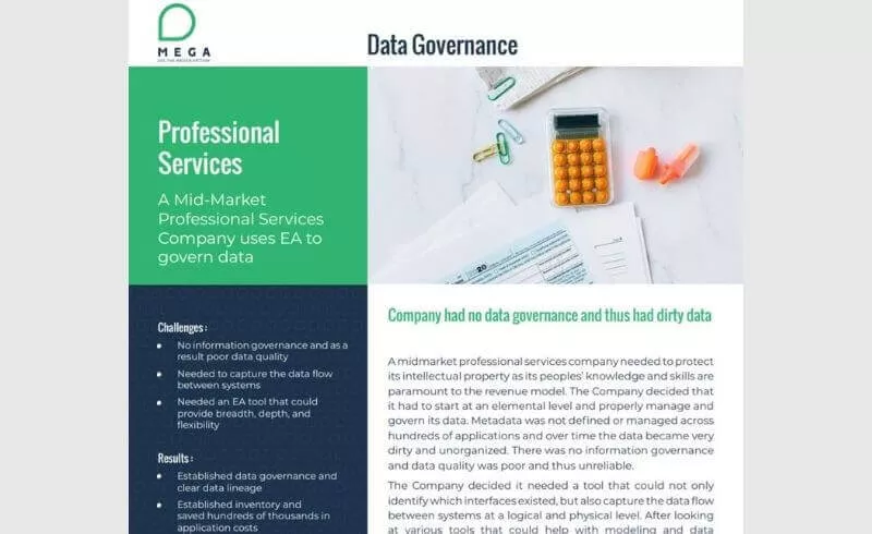 A Mid-Market Professional Services Company uses EA to govern data